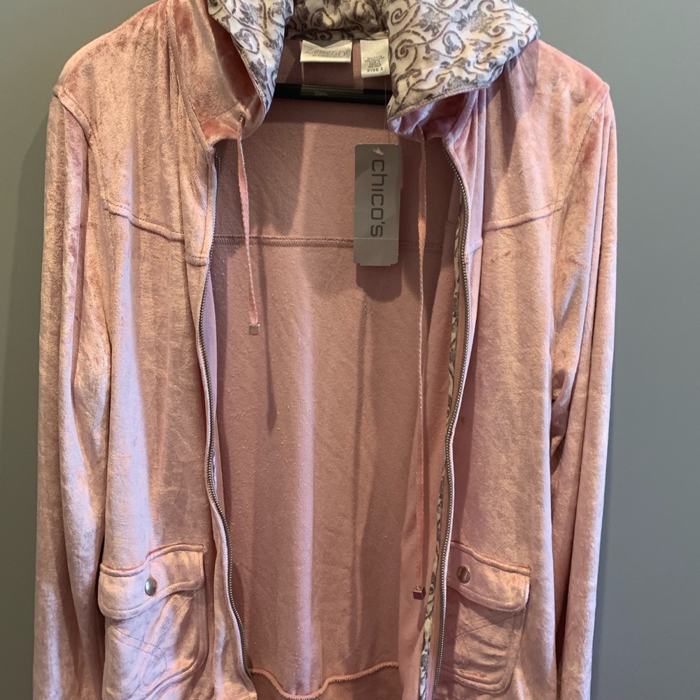 NWT Chico’s velour hooded zip-up jacket - 2